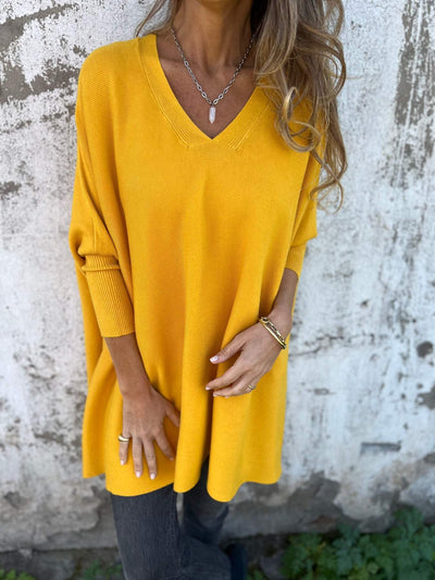 Liliane™ – Pull-over Doux à Col V et Manches Longues