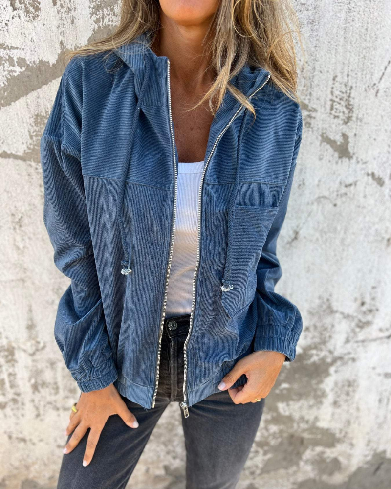 Mirelise™ – Veste Zippée en Velours à Capuche et Style Décontracté