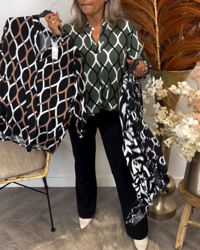 Loréna™ – Blouse Élégante à Motif Graphique