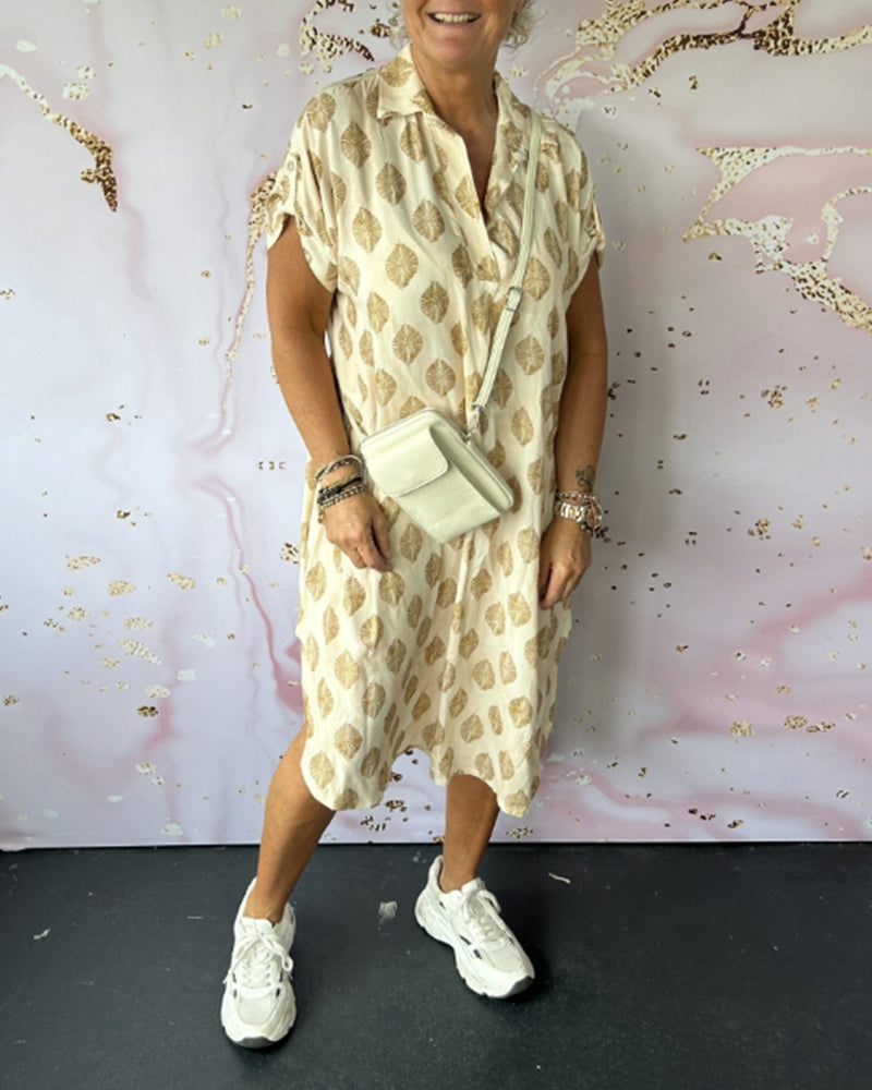 Mirelda™ – Robe Printanière à Col Revers et Manches Courtes