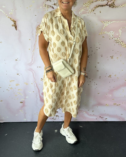 Mirelda™ – Robe Printanière à Col Revers et Manches Courtes