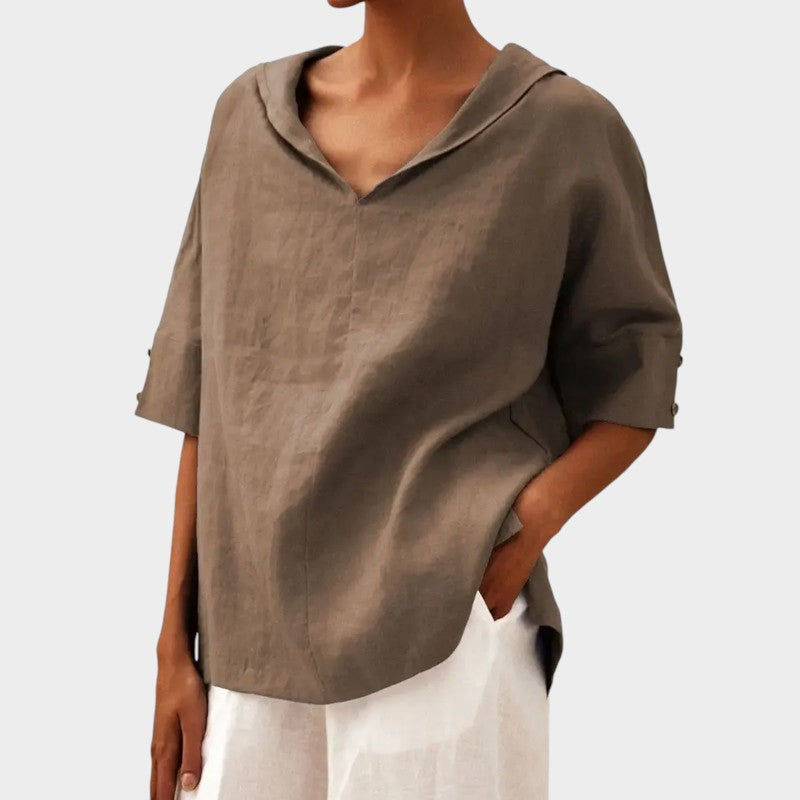 Énara™ – Blouse Légère au Col Dégagé et Style Naturel