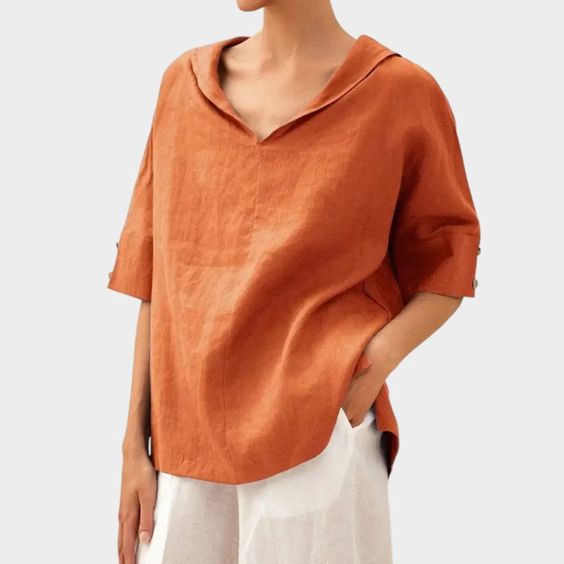 Énara™ – Blouse Légère au Col Dégagé et Style Naturel
