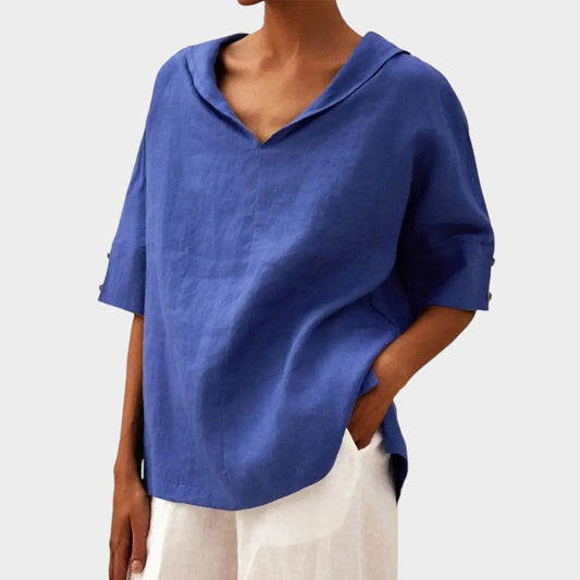 Énara™ – Blouse Légère au Col Dégagé et Style Naturel