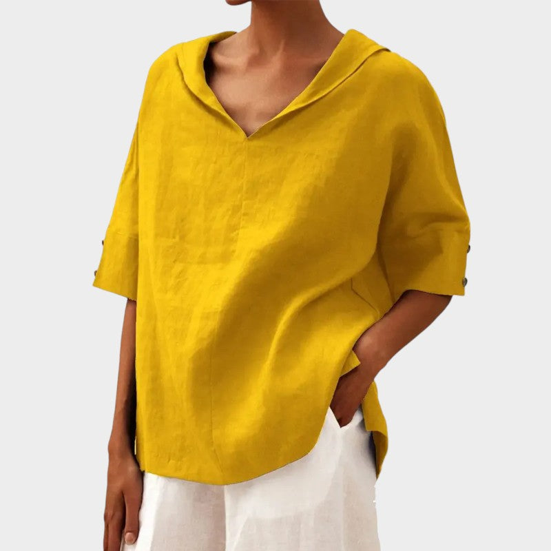 Énara™ – Blouse Légère au Col Dégagé et Style Naturel