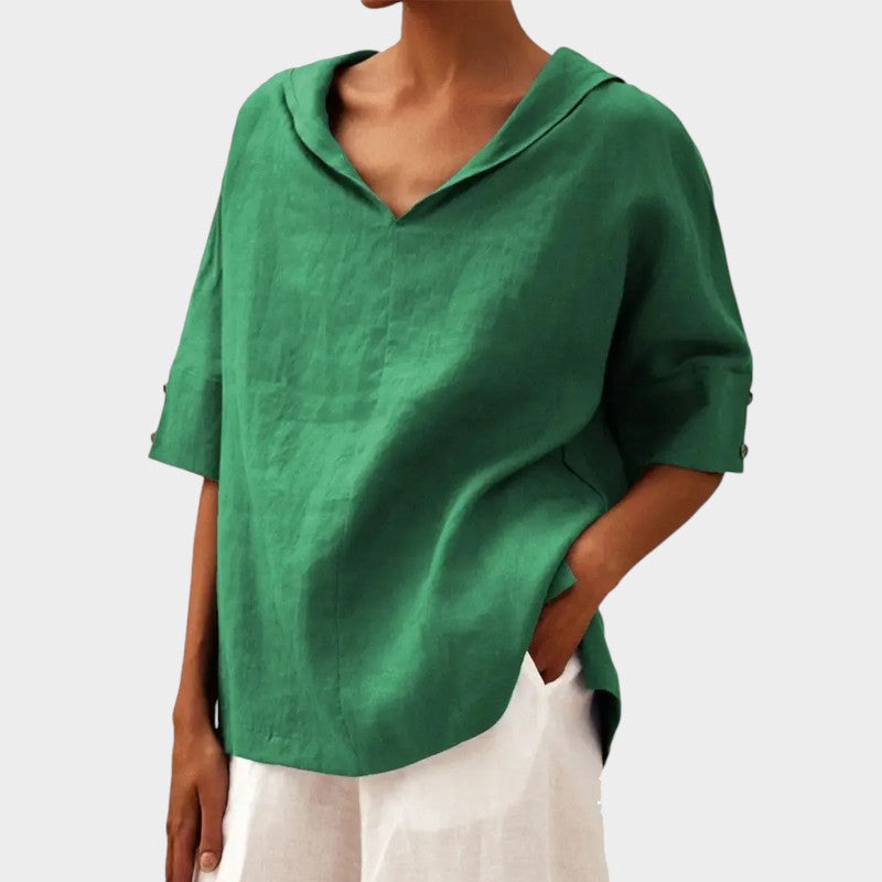 Énara™ – Blouse Légère au Col Dégagé et Style Naturel