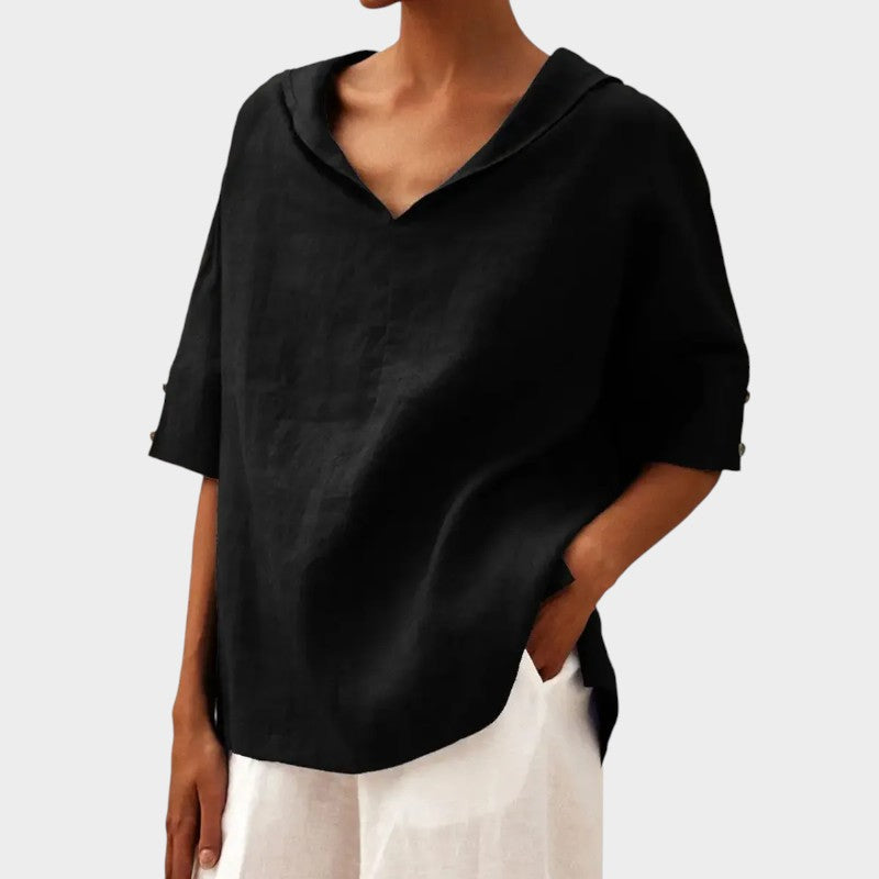 Énara™ – Blouse Légère au Col Dégagé et Style Naturel