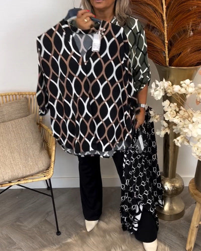 Loréna™ – Blouse Élégante à Motif Graphique