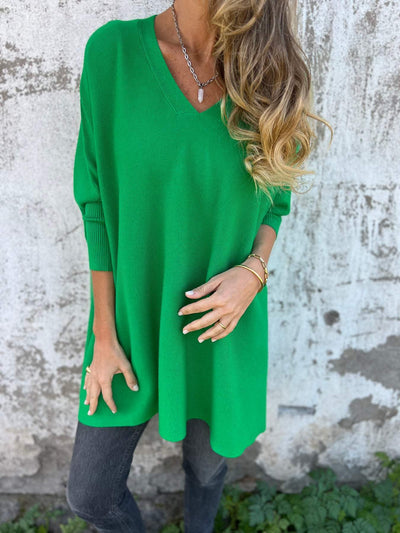 Liliane™ – Pull-over Doux à Col V et Manches Longues