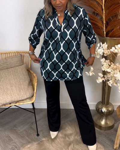 Loréna™ – Blouse Élégante à Motif Graphique