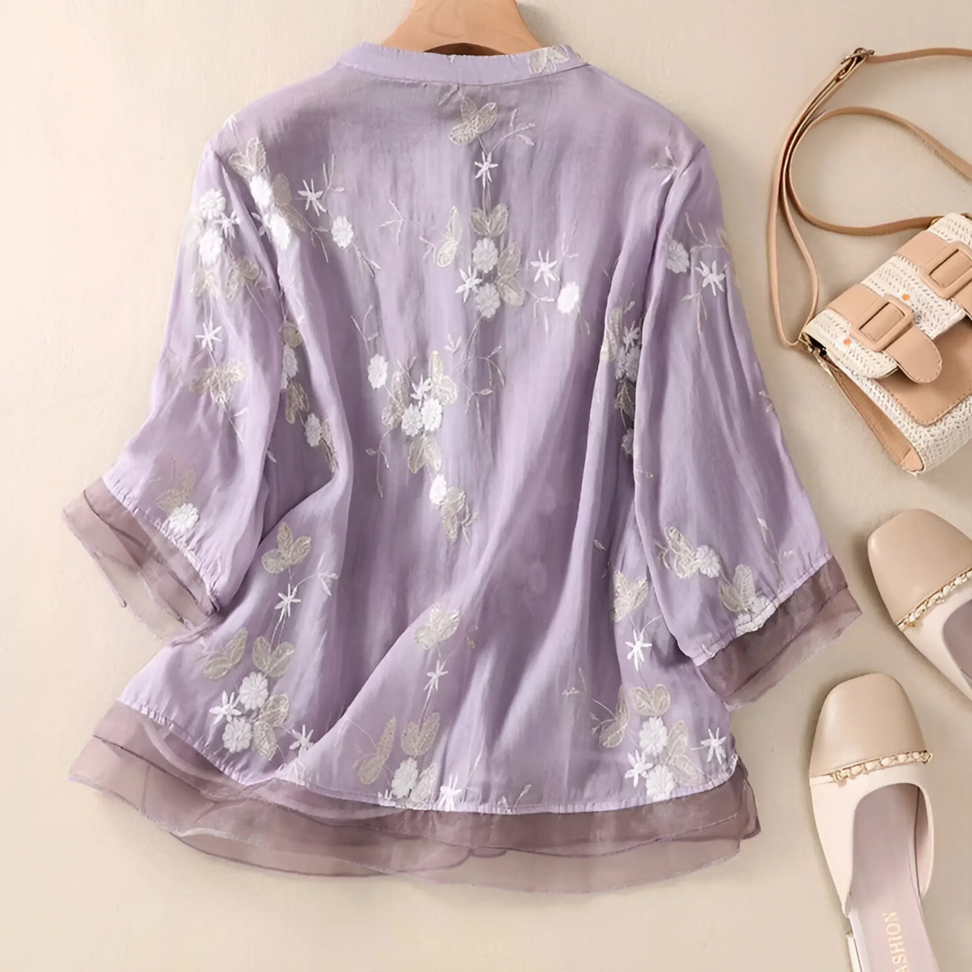 Laurine™ - Haut en Coton avec Broderies Florales
