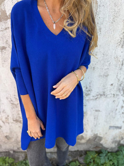 Liliane™ – Pull-over Doux à Col V et Manches Longues