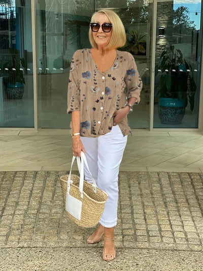 Fleurine™ – Blouse Élégante à Imprimé Fleuri