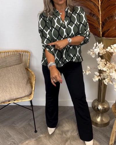 Loréna™ – Blouse Élégante à Motif Graphique