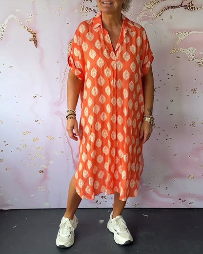 Mirelda™ – Robe Printanière à Col Revers et Manches Courtes