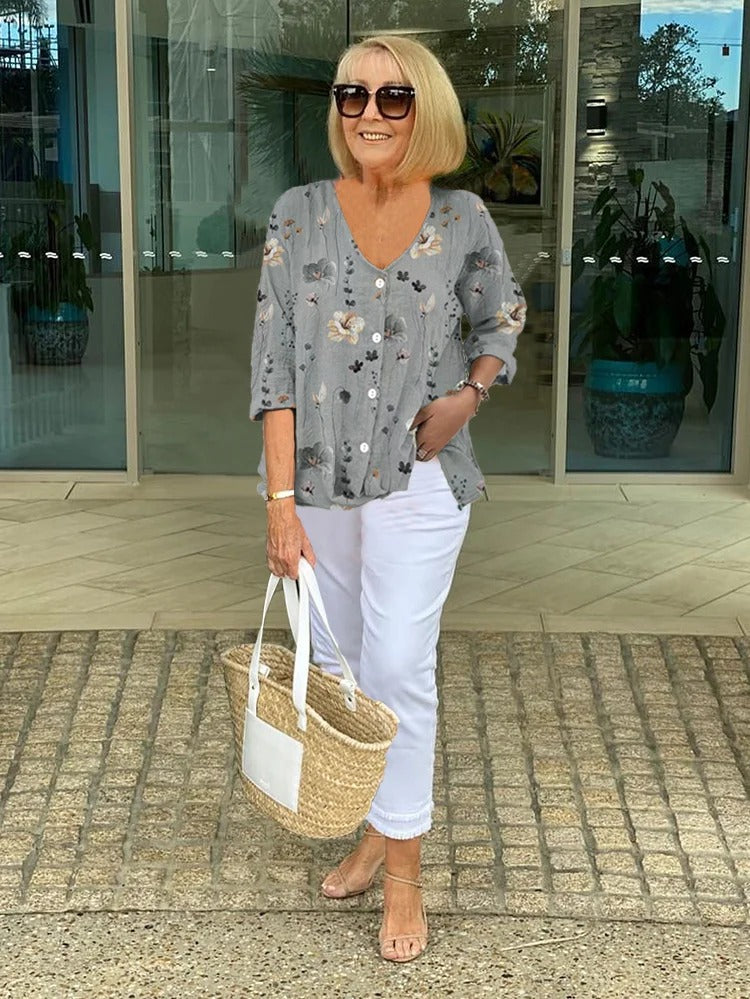Fleurine™ – Blouse Élégante à Imprimé Fleuri