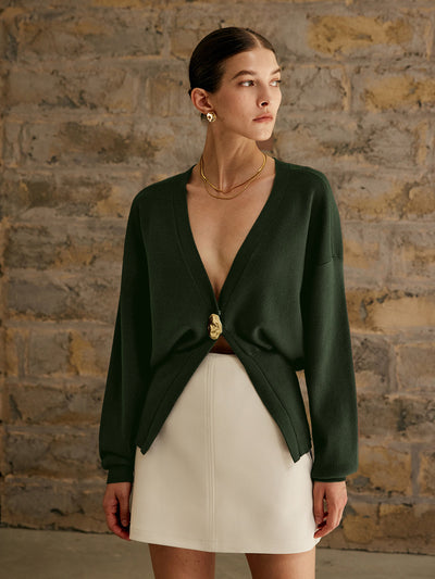 Adèle™ - Cardigan Uni à Boutons Dorés