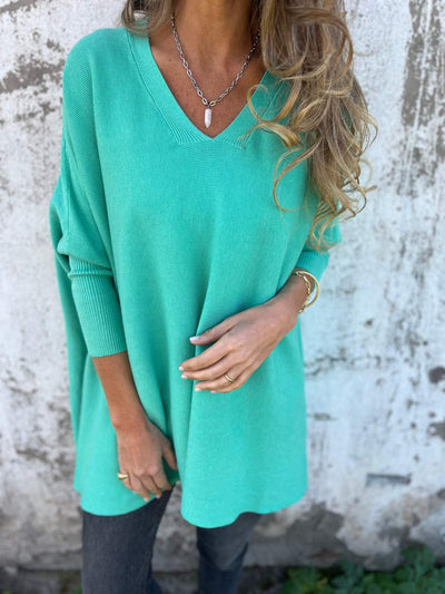 Liliane™ – Pull-over Doux à Col V et Manches Longues