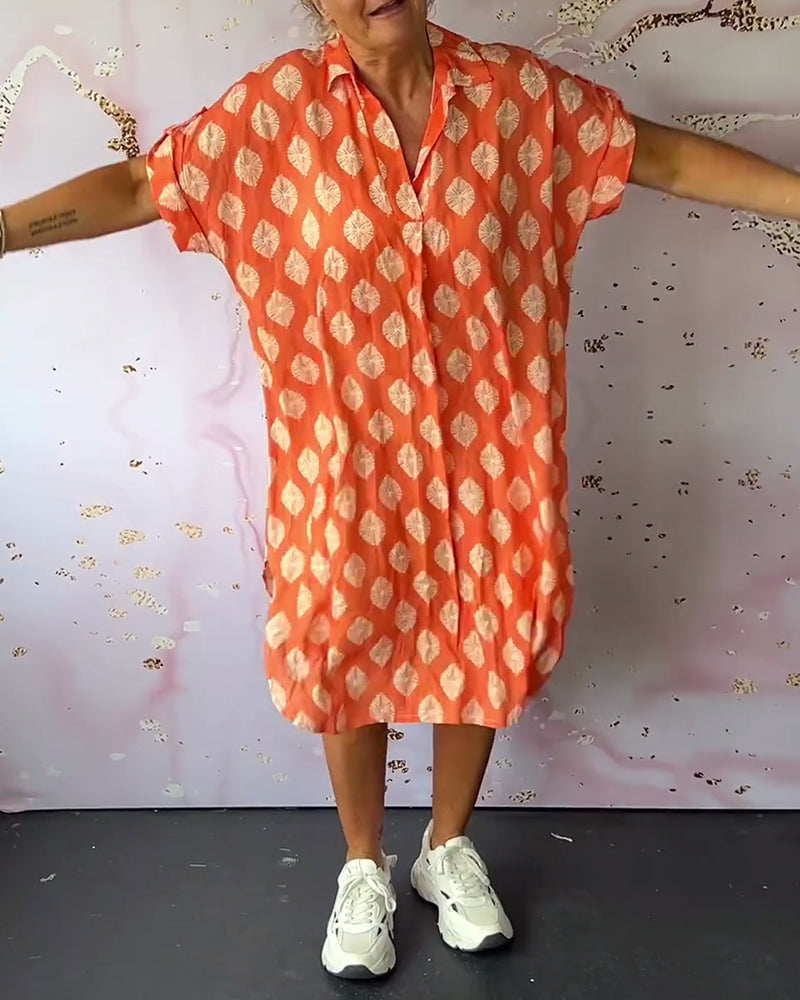 Mirelda™ – Robe Printanière à Col Revers et Manches Courtes