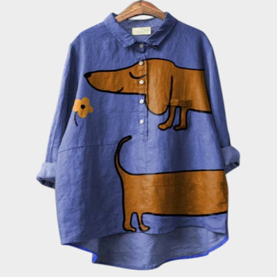 Joëlle™ – Chemise Ample à Motif Chien et Esprit Joyeux