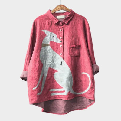 Joëlle™ – Chemise Ample à Motif Chien et Esprit Joyeux
